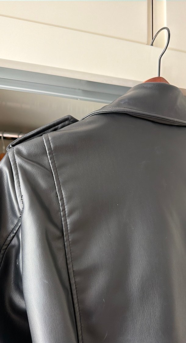 Zara Siyah Deri Biker Ceket — görsel 11/12
