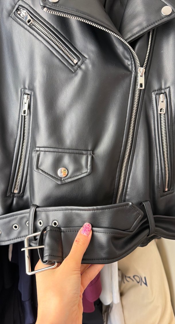Zara Siyah Deri Biker Ceket — görsel 8/12