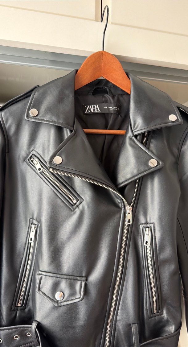 Zara Siyah Deri Biker Ceket — görsel 2/12