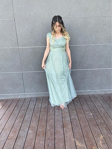 Mint yeşili abiye