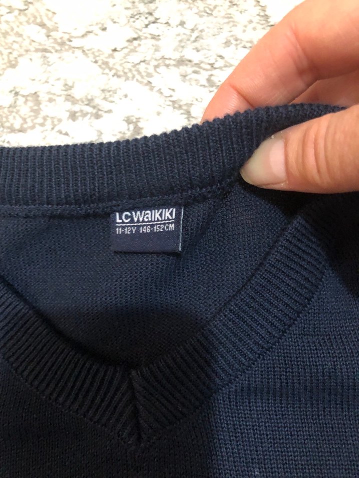 Lacivert Erkek triko Kollu Kazak - Görsel 2