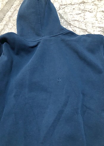 ErkekMavi Kapüşonlu Sweatshirt - Görsel 4