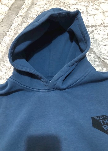 ErkekMavi Kapüşonlu Sweatshirt - Görsel 3