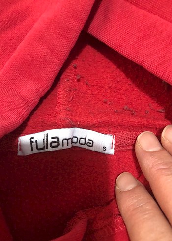 Kırmızı Kapüşonlu erkek Sweatshirt - Görsel 3