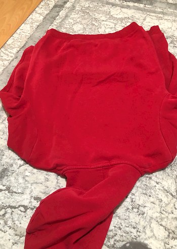 Kırmızı Kapüşonlu erkek Sweatshirt - Görsel 2