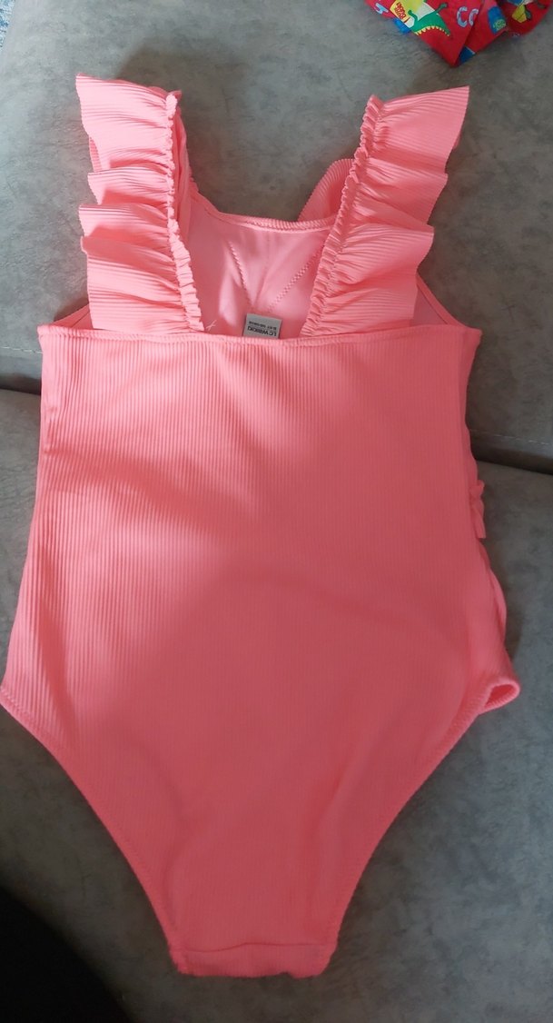 Pembe Kız Çocuk Fırfırlı Mayo - Görsel 3