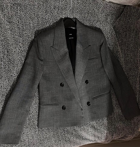 s Beden Mango - Gri Crop Blazer Ceket