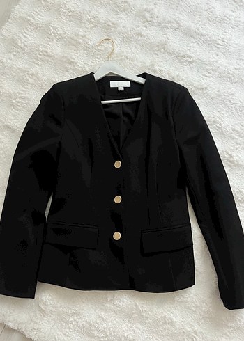 Zara Omuz Pedli Bele Oturan Siyah Blazer