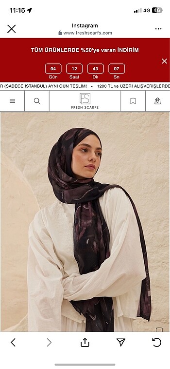 Freshscarfs Rami desenli şal