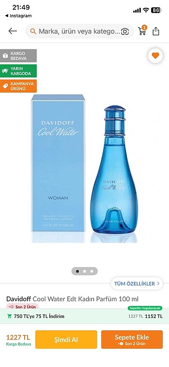 Davidoff cool water kadın parfüm