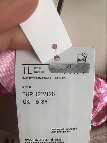8 Yaş Beden pembe Renk H&M kız çocuk elbise