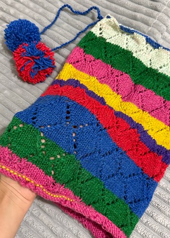 Renkli Örgü plaj eteği pareo - Görsel 2