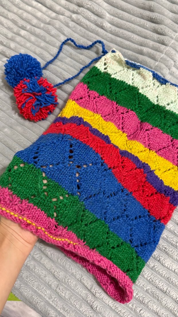 Renkli Örgü plaj eteği pareo - Görsel 2