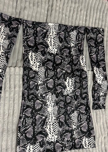 Yılan desen Straplez Mini Elbise - Görsel 7