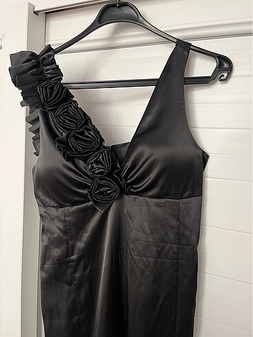 Abiye siyah saten - Görsel 2
