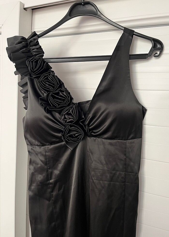 Abiye siyah saten - Görsel 2