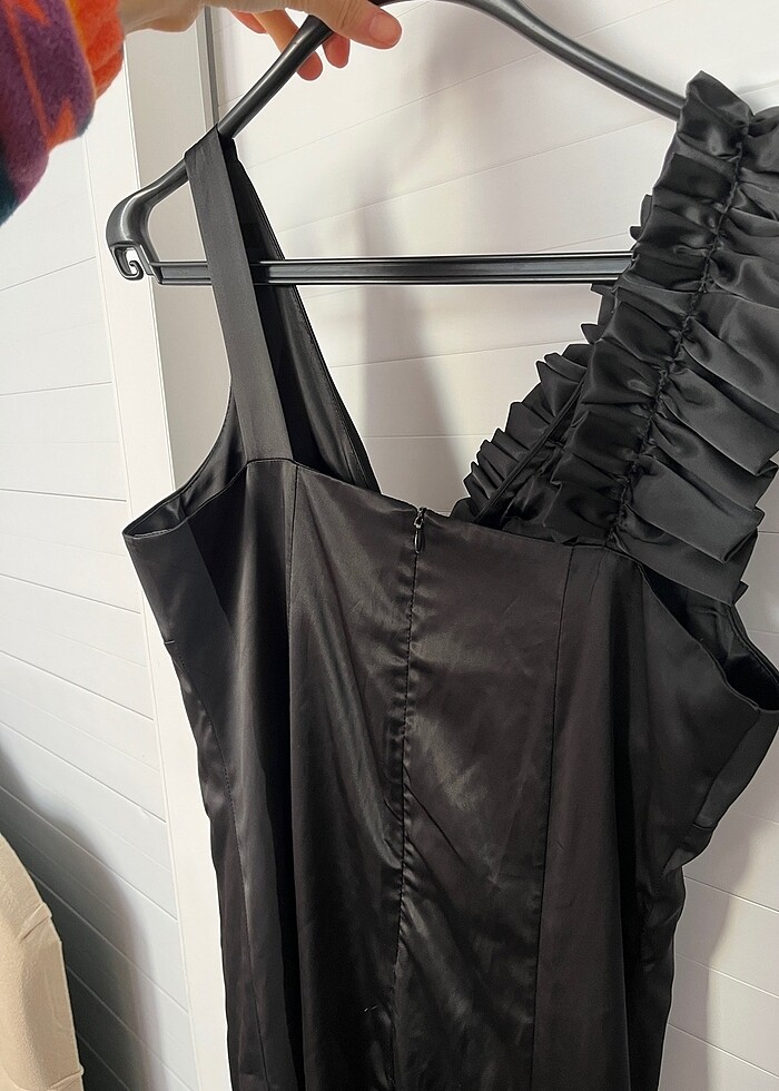 Abiye siyah saten - Görsel 3