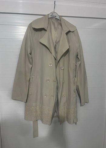 Bej Düğmeli Kadın Trençkot - Görsel 2