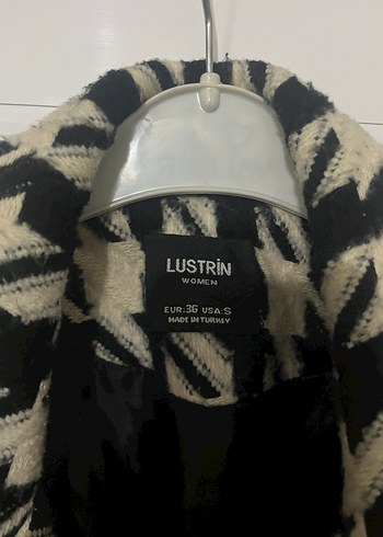 Kadın Siyah Beyaz Uzun Desenli Kaban - Görsel 5