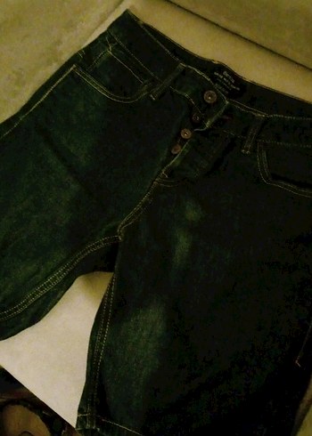 Bershka Koyu Lacivert Denim Jean Pantolon