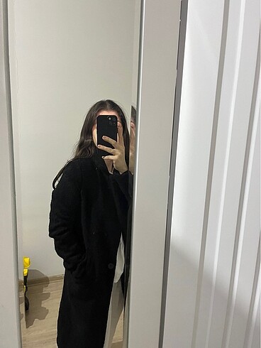 xs Beden Siyah kaşe kaban