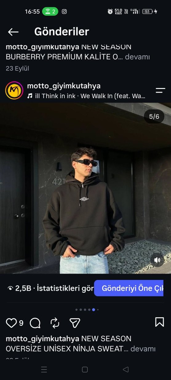 Siyah Oversize Kapüşonlu Sweatshirt — görsel 2/3