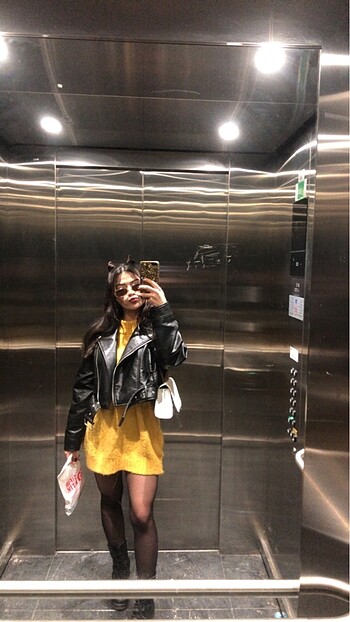 sarı oversize kışlık kalın kazak/elbise