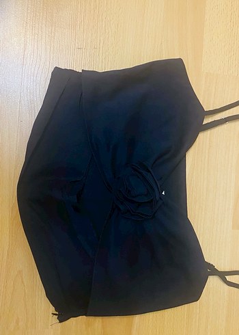 Siyah Drapeli Straplez Mini Crop Top