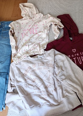 Gri Baskılı Pamuklu Sweatshirt Kapüşonlu
