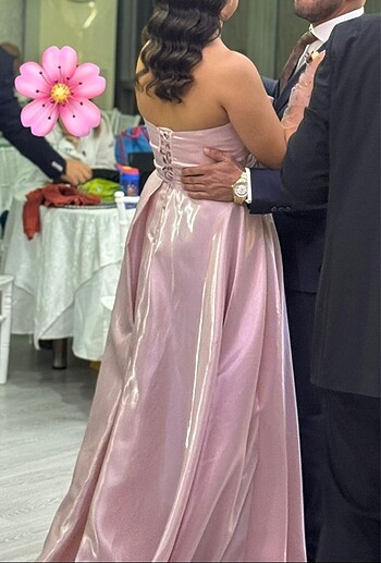 Straplez pudra abiye - Görsel 5