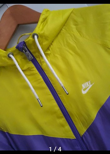 Mor-Sarı Kapüşonlu Fermuarlı astarlı yağmurluk - Görsel 2