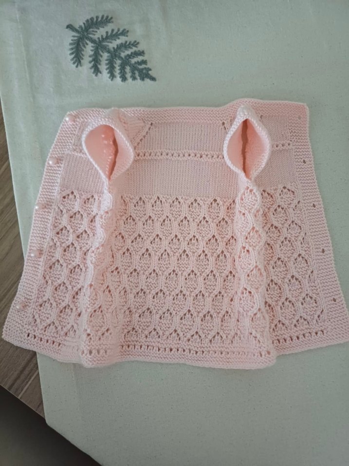 Kız Çocuk Pembe Vintage Örgü Süveter - Görsel 2