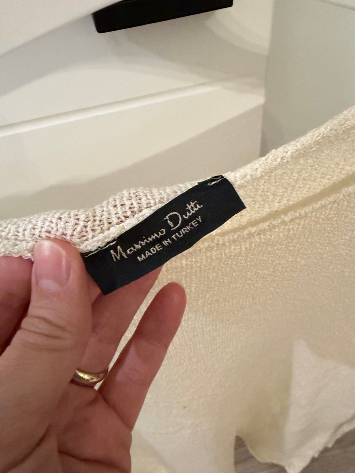 Kadın Beyaz Keten Uzun Kollu Salaş Kazak - Görsel 4