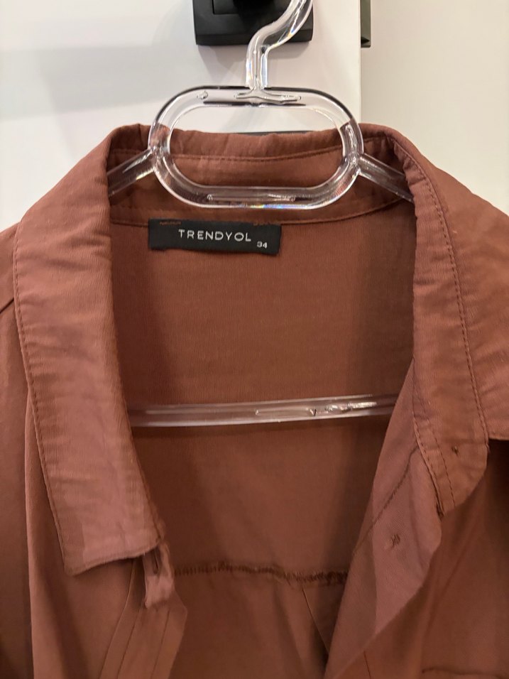 Kadın Kahverengi pamuklu Gömlek - Görsel 3