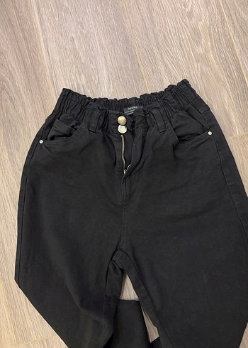 Kadın Siyah lastik belli kot Pantolon - Görsel 2