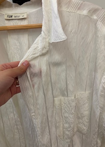 Kadın Beyaz Keten Pilili Gömlek - Görsel 5