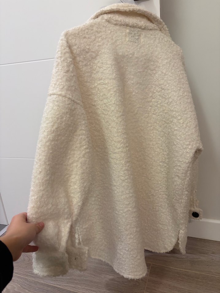 Düğmeli Beyaz Midi Kadın Kaban/Ceket - Görsel 4