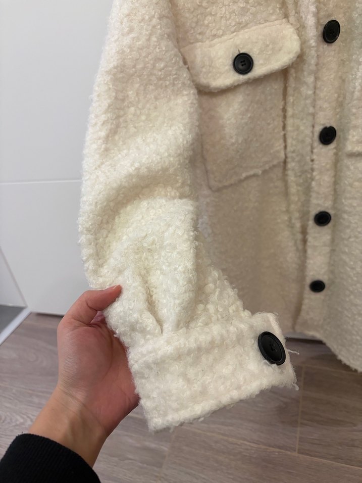 Düğmeli Beyaz Midi Kadın Kaban/Ceket - Görsel 2