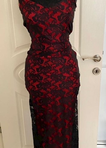 Bordo Dantelli Straplez Uzun Gotik Elbise