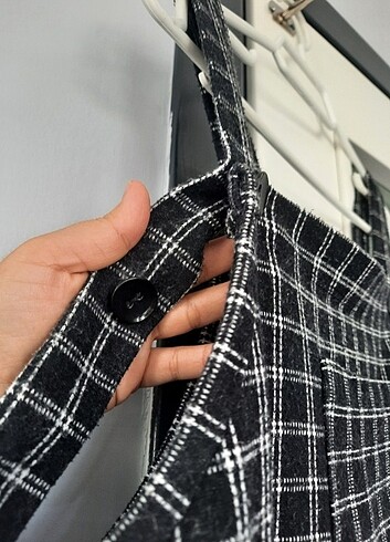 xl Beden siyah Renk Ekoseli Salopet