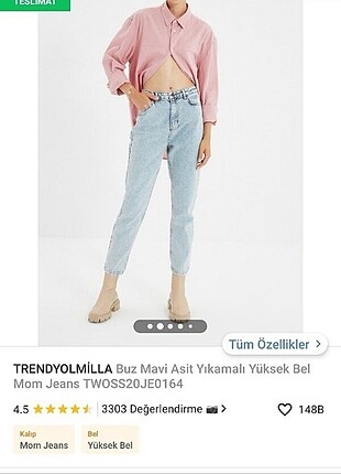 Trendyol & Milla Buz mavi yüksek bel mom jeans