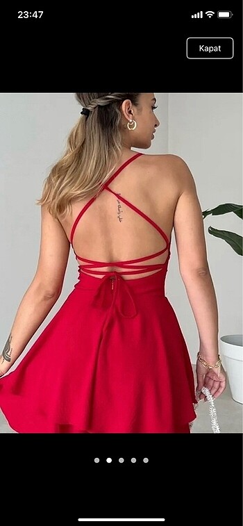 Abiye Kırmızı mini şortlu elbise