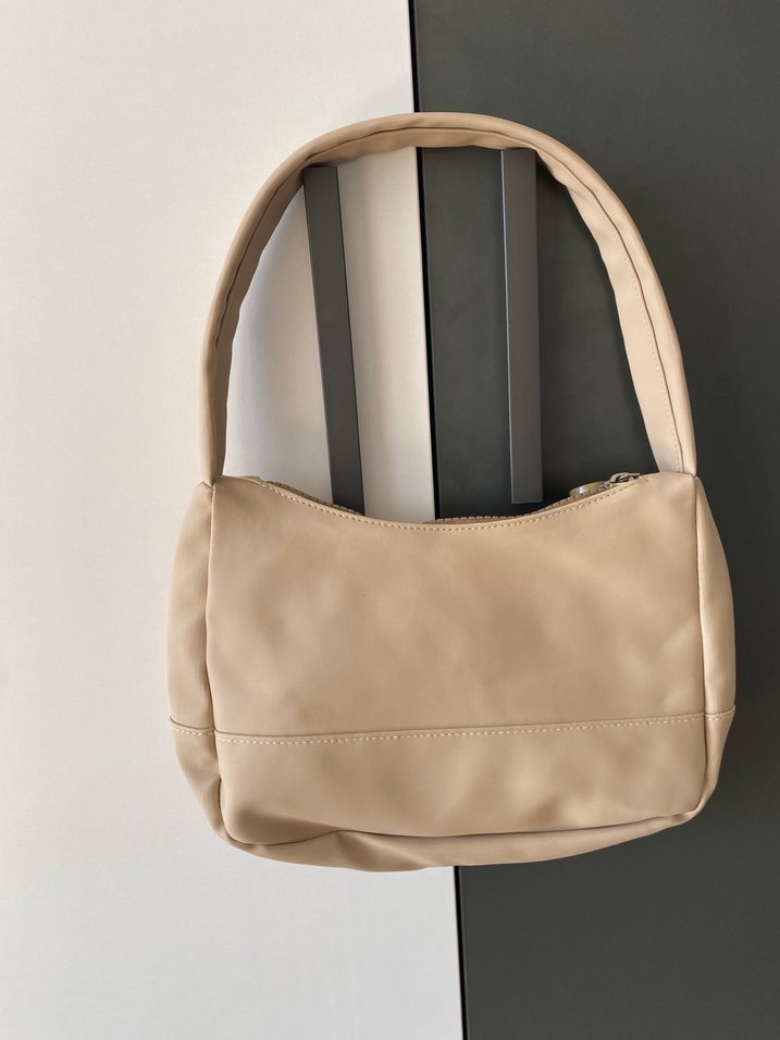 Bej Deri Fermuarlı Kadın Çanta - Görsel 2