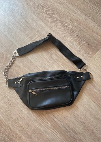 Siyah Deri Kemerli Kadın Bel Çantası - Görsel 2