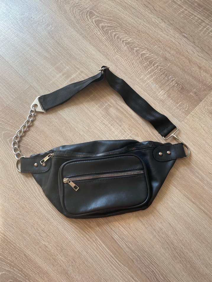 Siyah Deri Kemerli Kadın Bel Çantası - Görsel 2