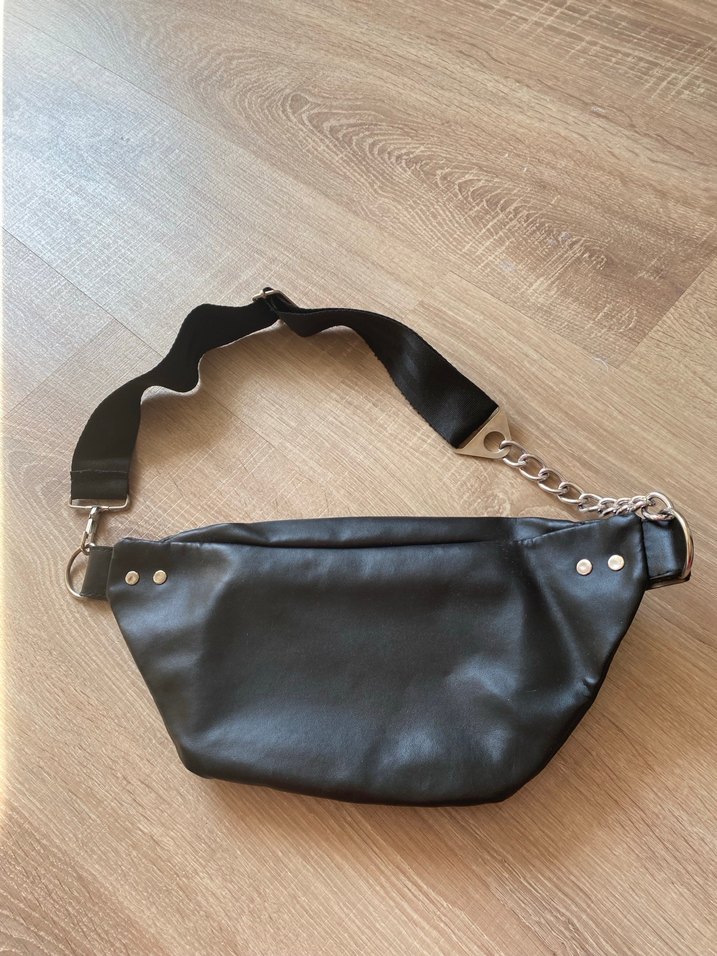 Siyah Deri Kemerli Kadın Bel Çantası - Görsel 3
