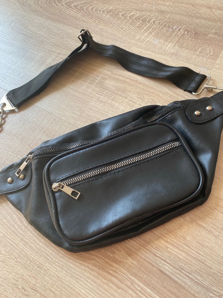 Siyah Deri Kemerli Kadın Bel Çantası - Görsel 4