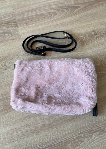 Pembe Kürklü Kadın El Çantası - Görsel 3