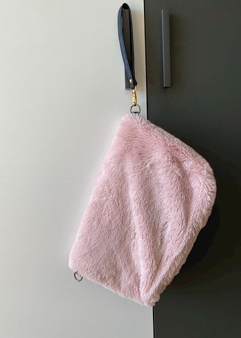 Pembe Kürklü Kadın El Çantası - Görsel 2