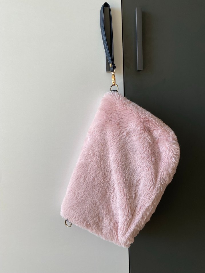 Pembe Kürklü Kadın El Çantası - Görsel 2